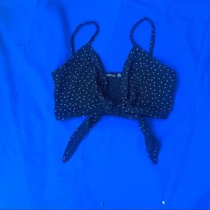 Black polka dot crop top